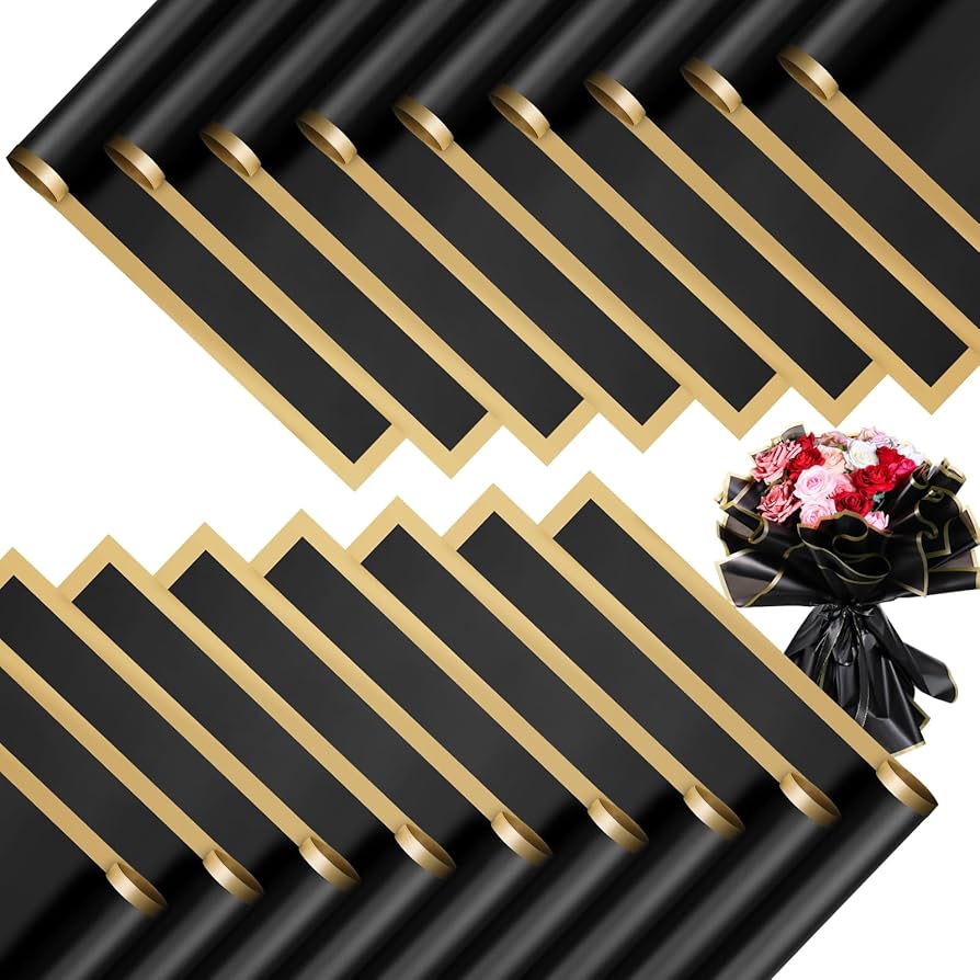Black Gold Trim Floral Paper