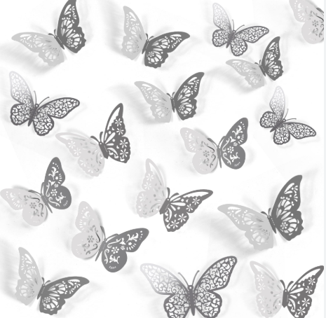 Butterfly 12 pcs silver