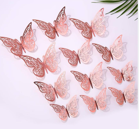 Butterfly 12 pcs Rose Gold