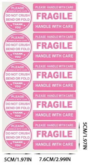 Fragile Sticker : 50 count
